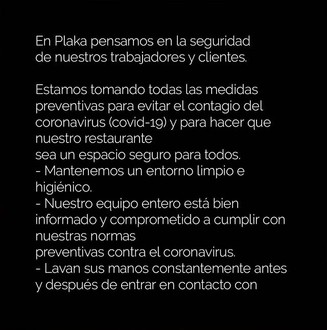 En Plaka pensamos en la seguridad de nuestros trabajadores y clientes.
Carrera 11b # 97 -79. Reservas: https://www.restauranteplaka.com/
#PlakaRestaurante
.
.
.
#Dondecomerenbogota #gastronomia #plaka #RestauranteBar
#FineDining #Comidalntenacional #c